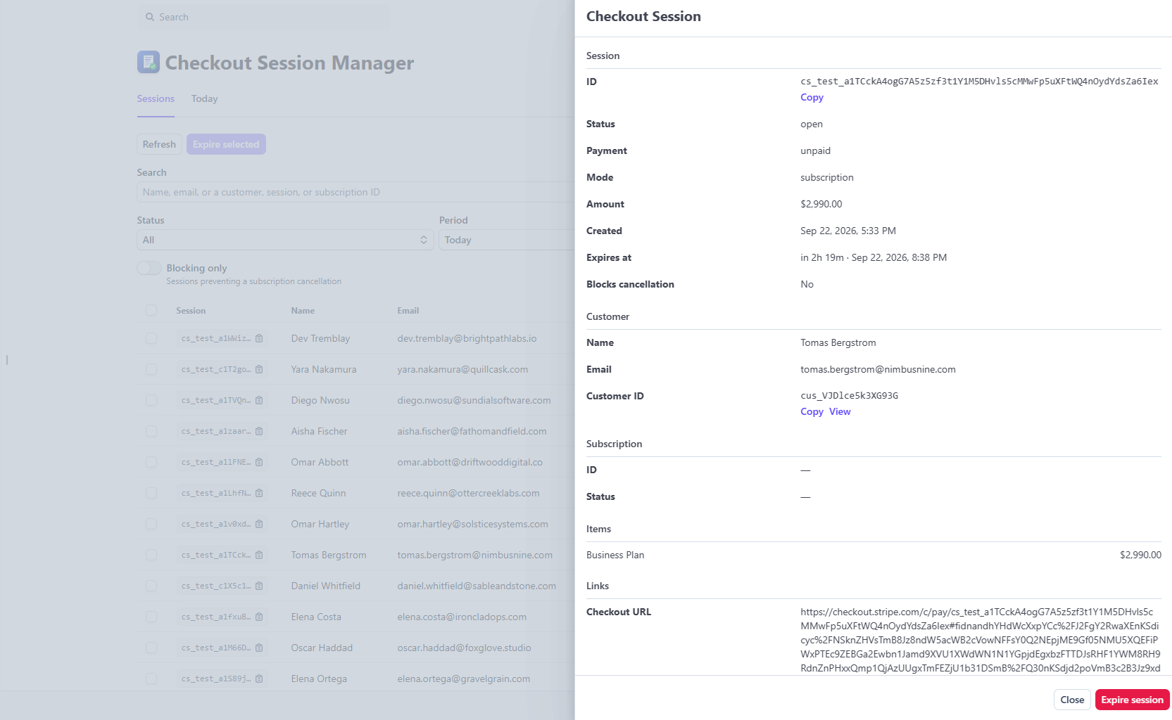 See what a session is holding